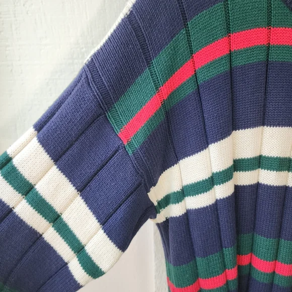 John Ashford 3D Knit Sweater Biggie Cosby Stripped Knit Multicolor 90’s Size Lg - Picture 5 of 10